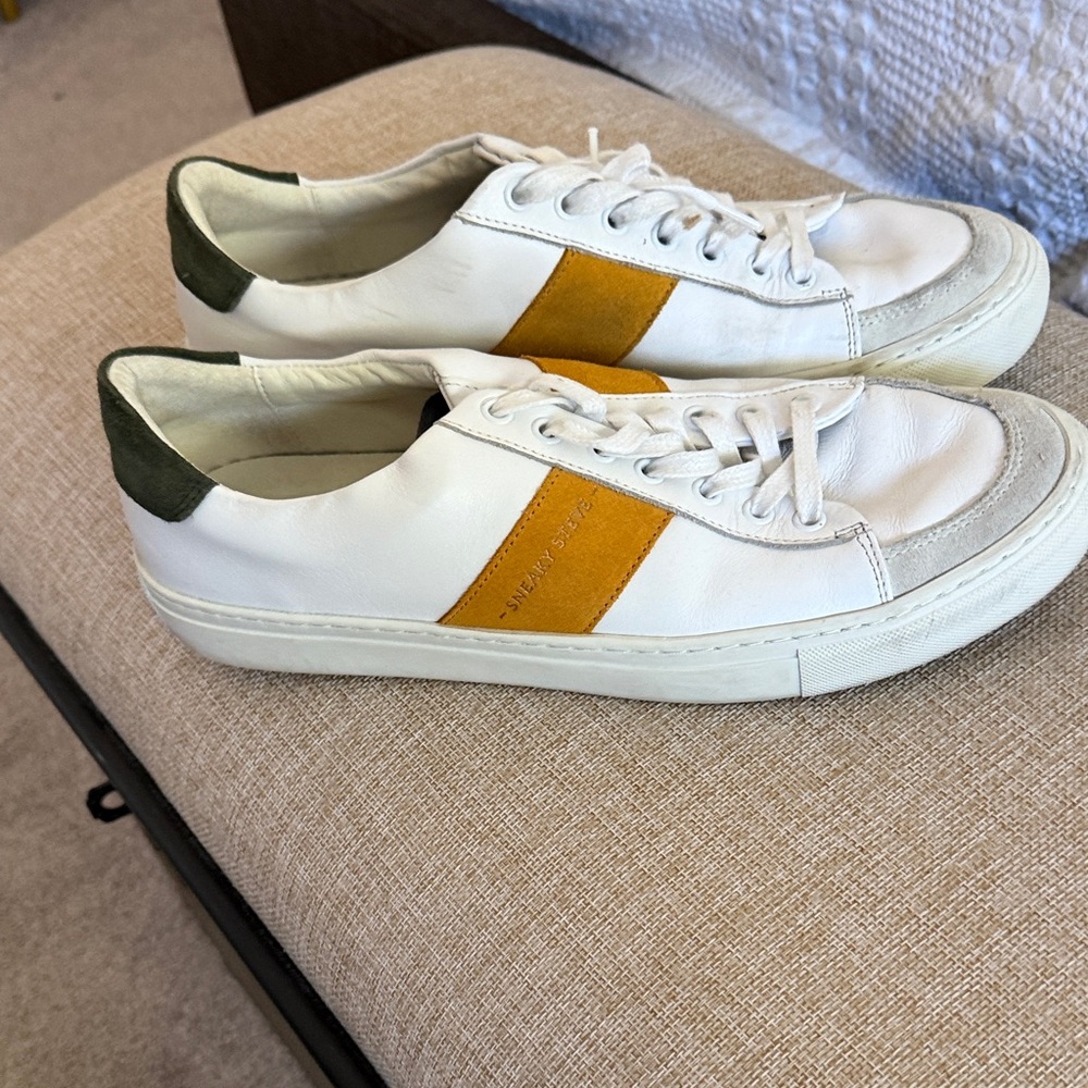 White and Gold Men's Sneakers